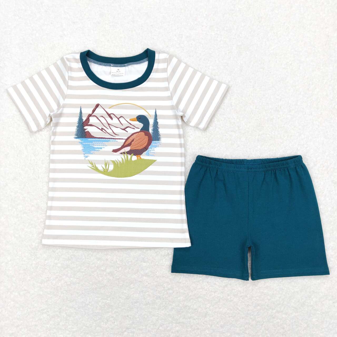 Duck Dog Print Boys Summer Hunting Clothes Set Brothers  Wear