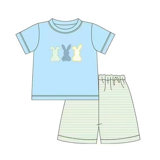 (Pre-order)BSSO0309 Blue Bunny Boys Shorts Easter Clothes Set