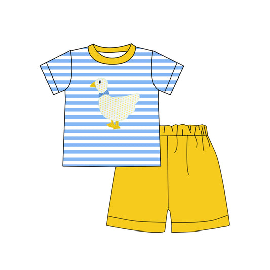 (Pre-order)BSSO0312 Yellow Duck Print Boys Shorts Clothes Set