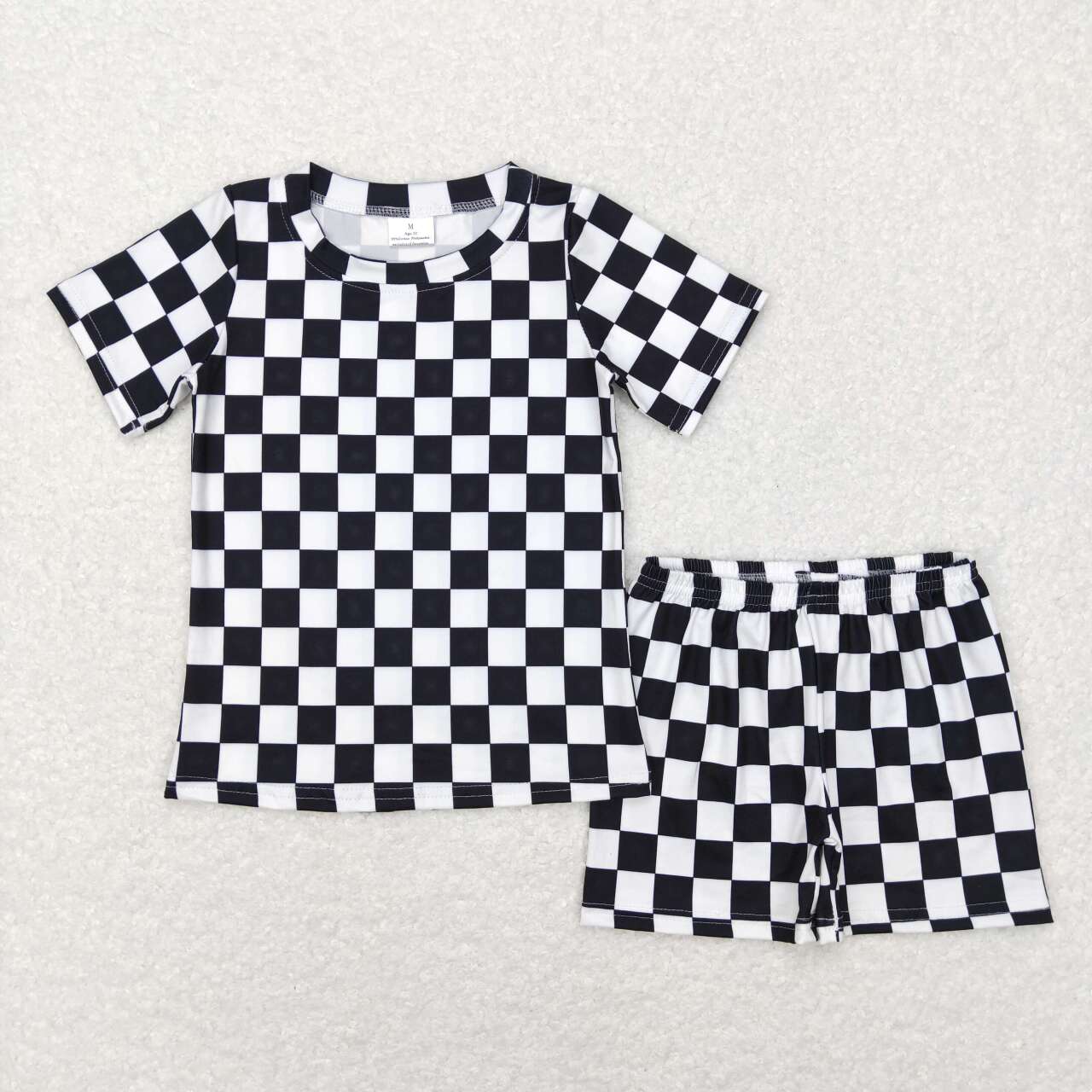 Black Plaid Print Mom and Me Summer Buttons Pajamas Matching Clothes Set