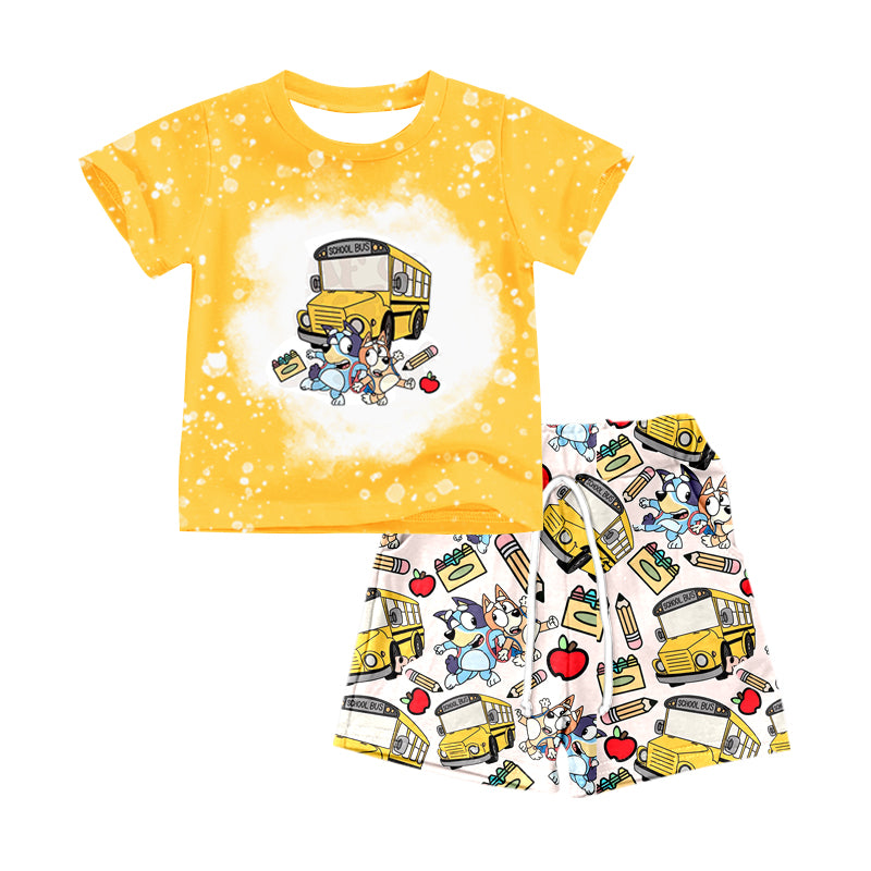 (Pre-order)BSSO0595 Cartoon Dog Print Boys Back to School Clothes Set