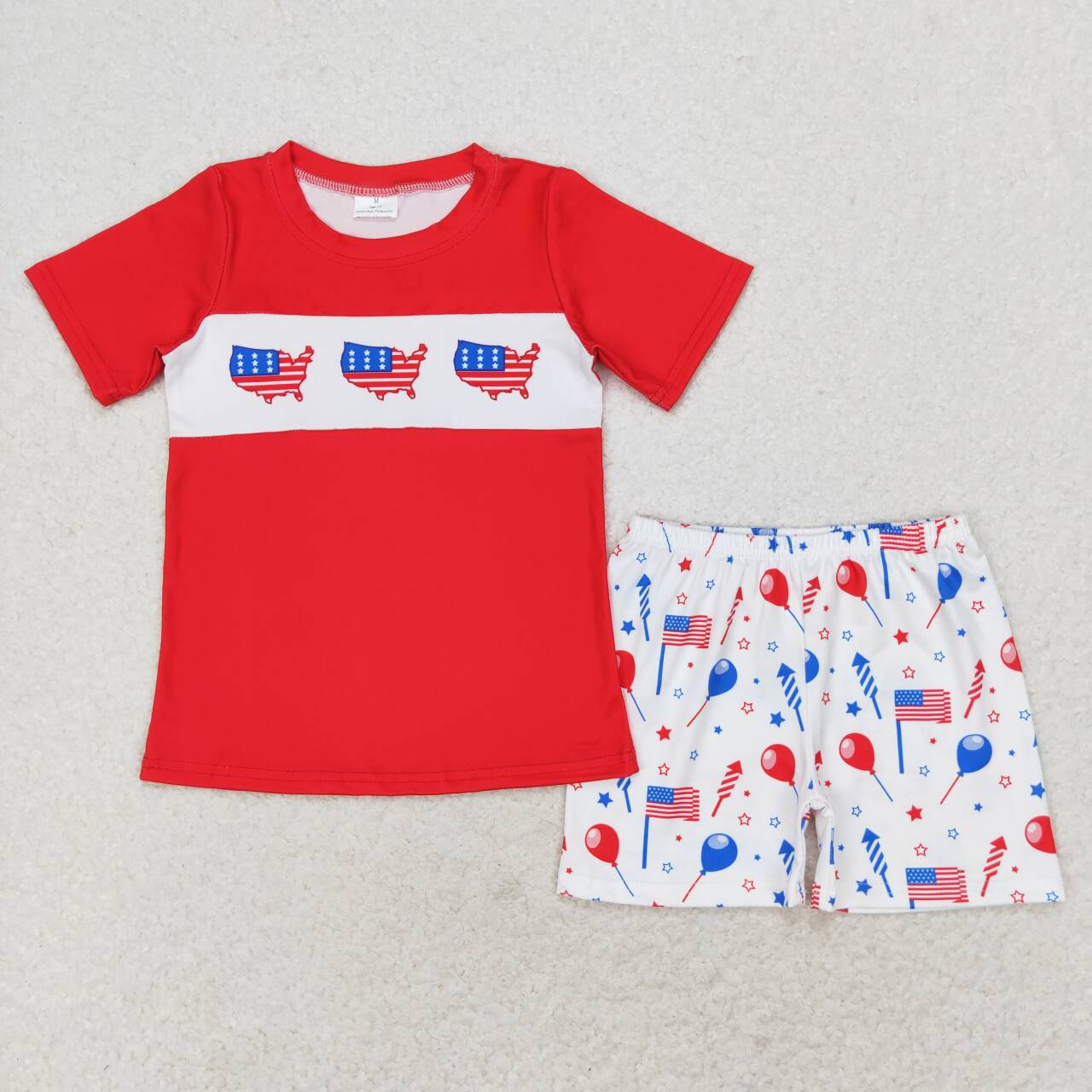 Balloon Flags Print Sibling 4th of July Matching Clothes