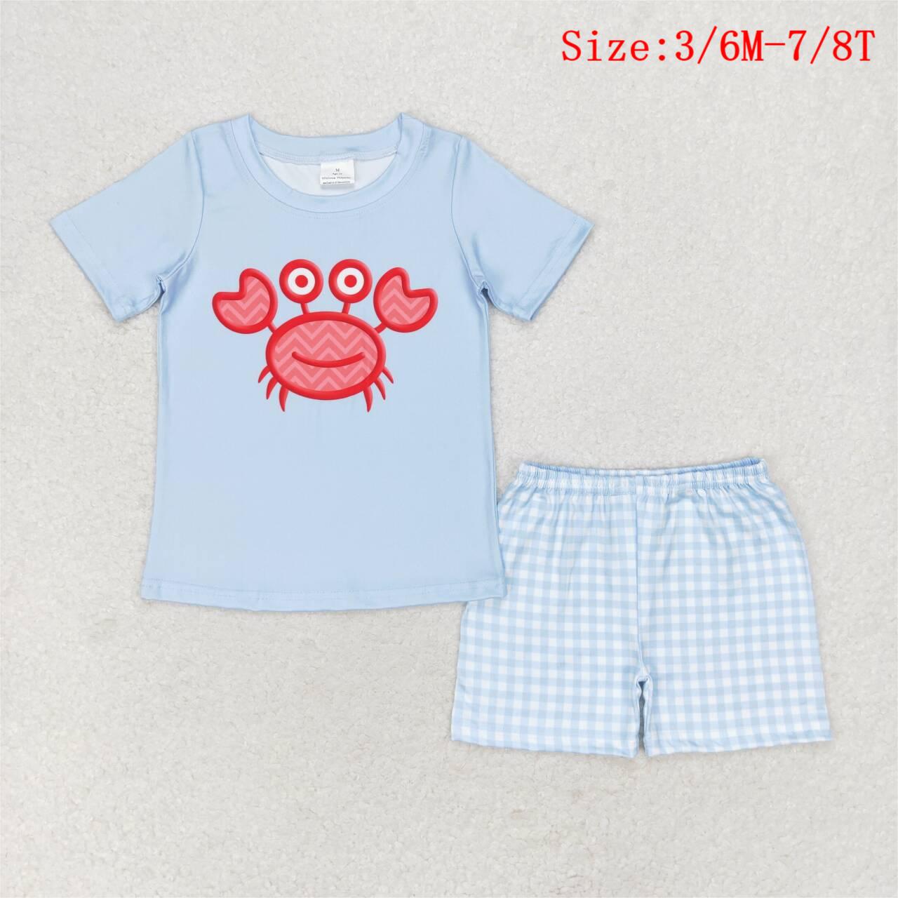 Crab Design Shorts Boys Summer Clothes Set Brothers Wear