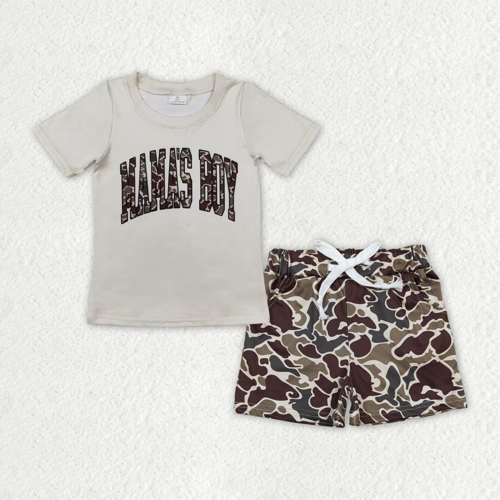 4 Colors MAMA'S BOY Top Camo Shorts Boys Summer Clothes Set Brothers Wear