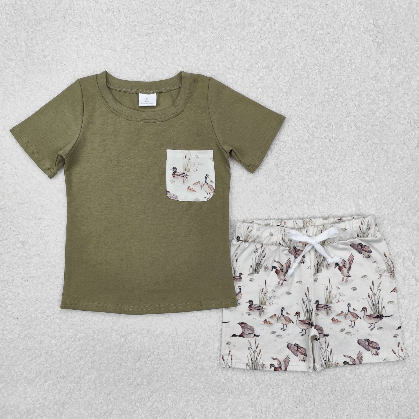 9 Colors Pocket Top Duck Shorts Boys Summer Clothes Set Brothers Wear