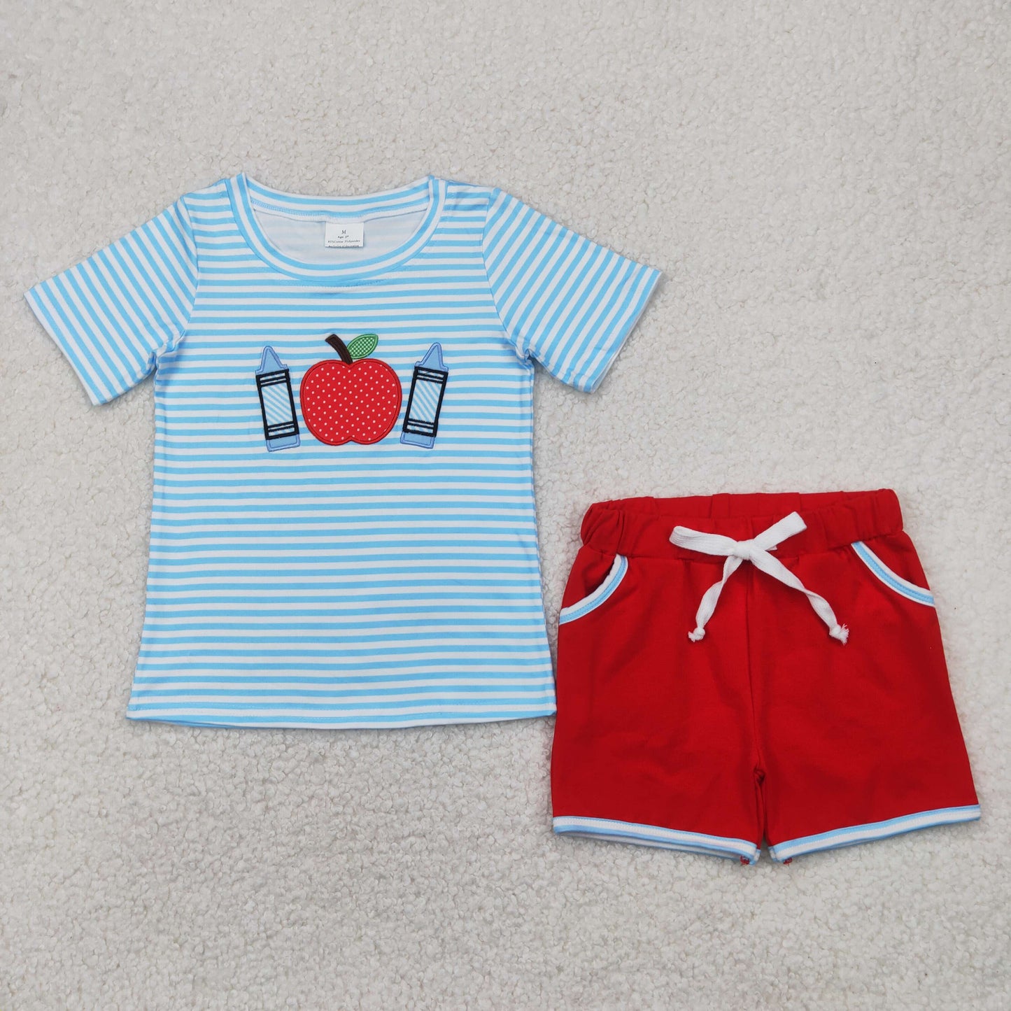 8 Design Embroidery Boys Back to School Summer Outfits Brothers Wear