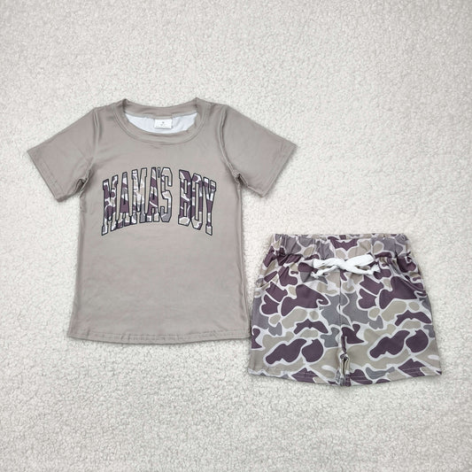 BSSO1346  MAMA'S BOY Top Camo Shorts Boys Summer Clothes Set