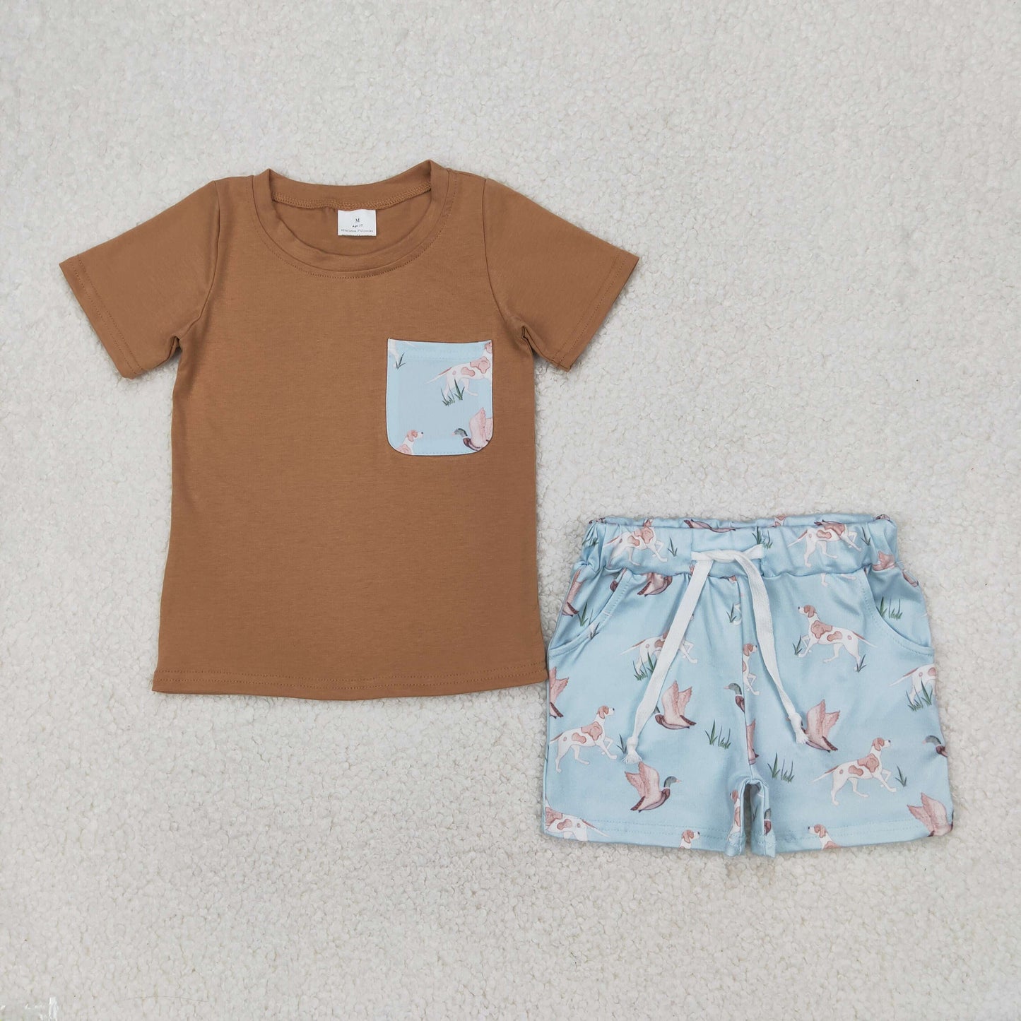 9 Colors Pocket Top Duck Shorts Boys Summer Clothes Set Brothers Wear