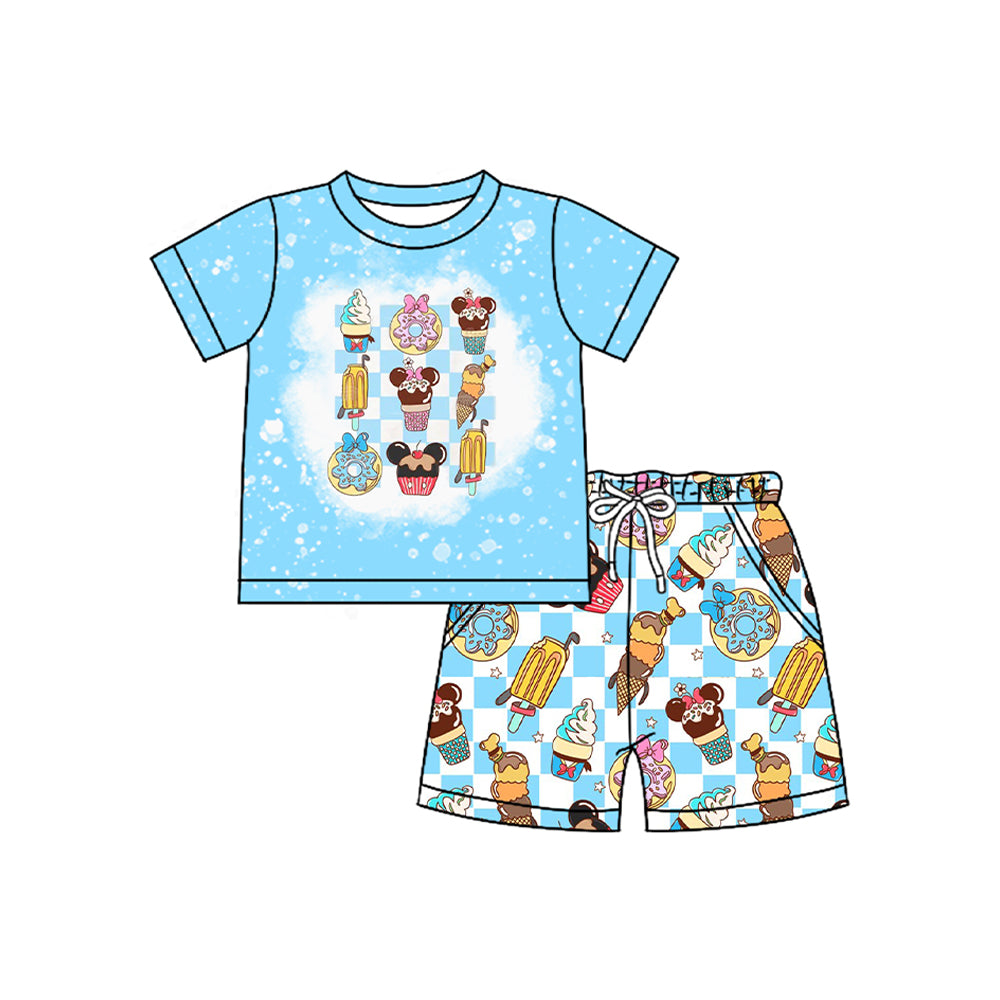 (Pre-order)BSSO1509 Cartoon Mouse Popsicle Top Pockets Shorts Boys Summer Clothes Set