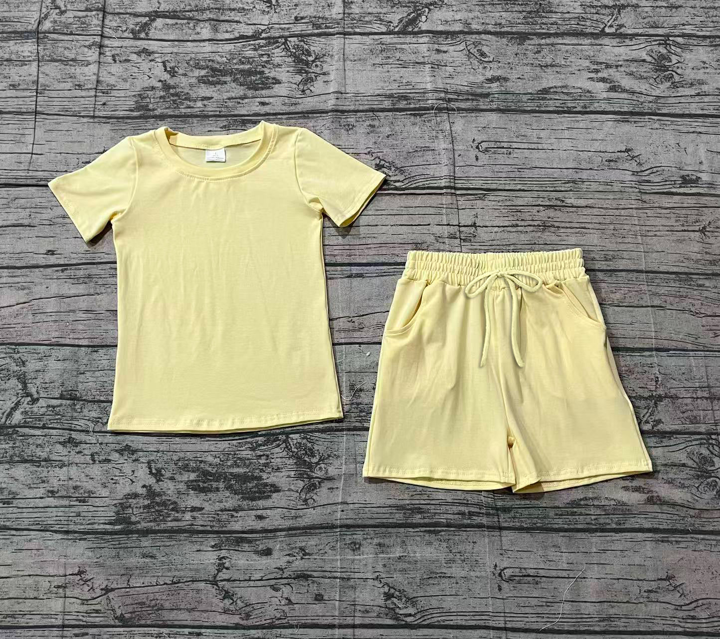(Pre-order)BSSO1888 Yellow Top Pockets Shorts Boys Summer Clothes Set