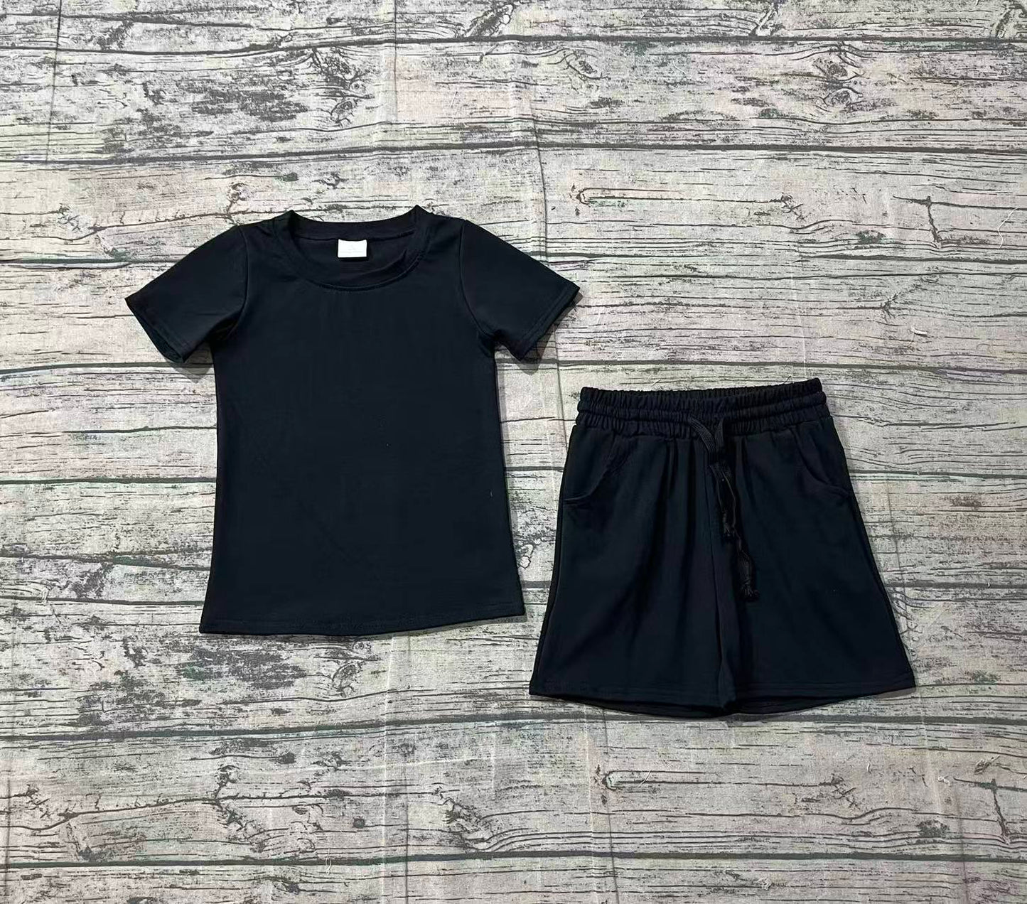 (Pre-order)BSSO1889 Black Top Pockets Shorts Boys Summer Clothes Set