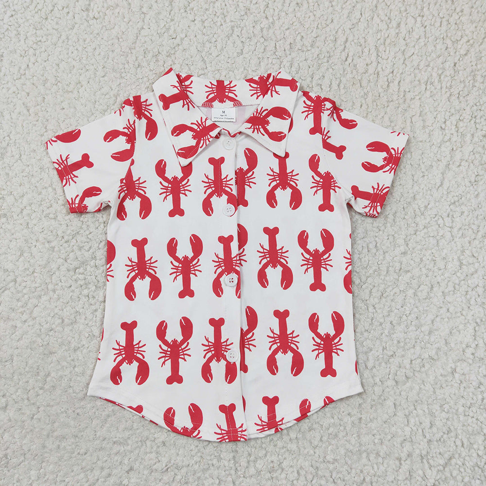 Fishing Print Boys Summer Short Sleeve Tee Shirts Top Brothers Wear