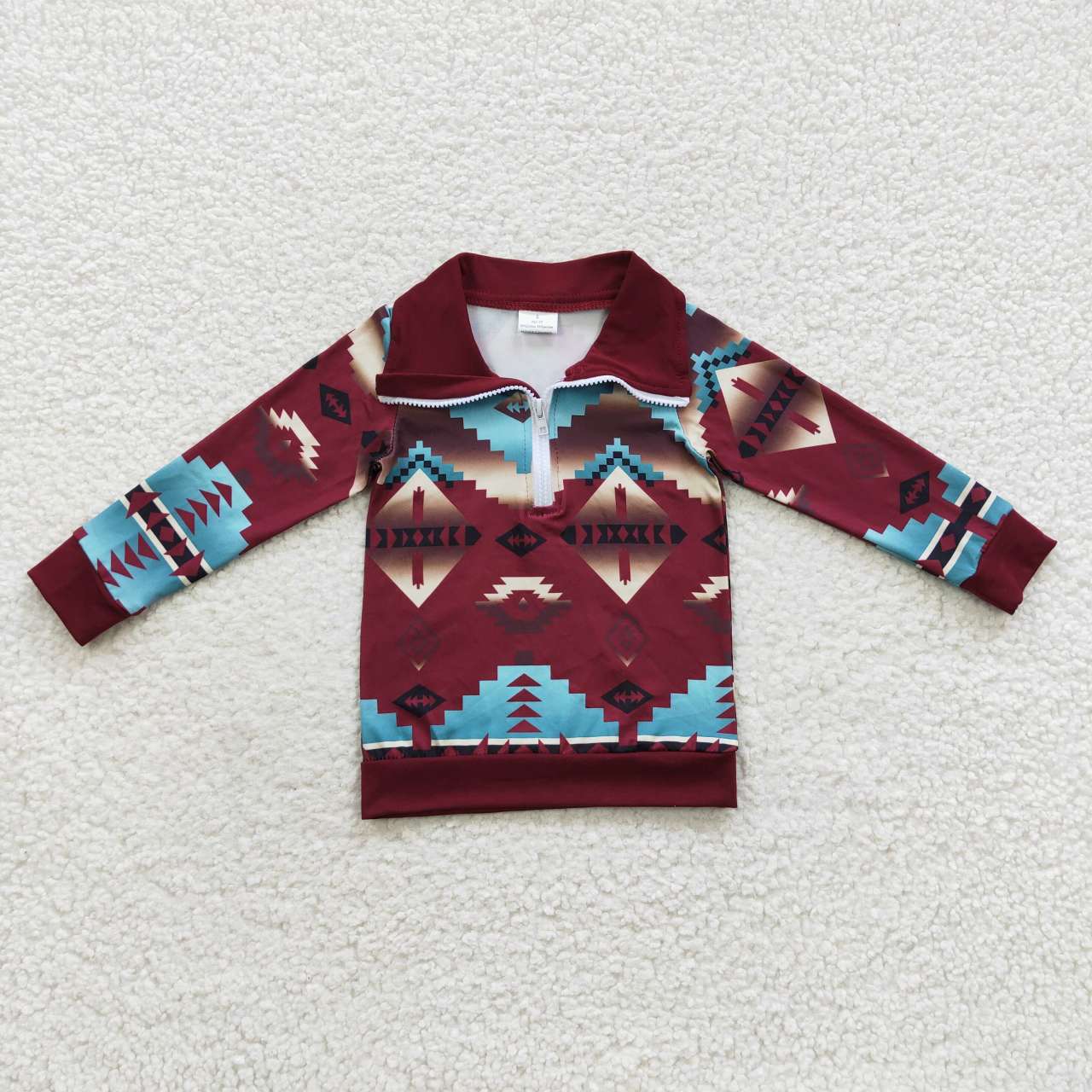 Aztec Print Boys Western Zipper Pullover Top Brothers Wear
