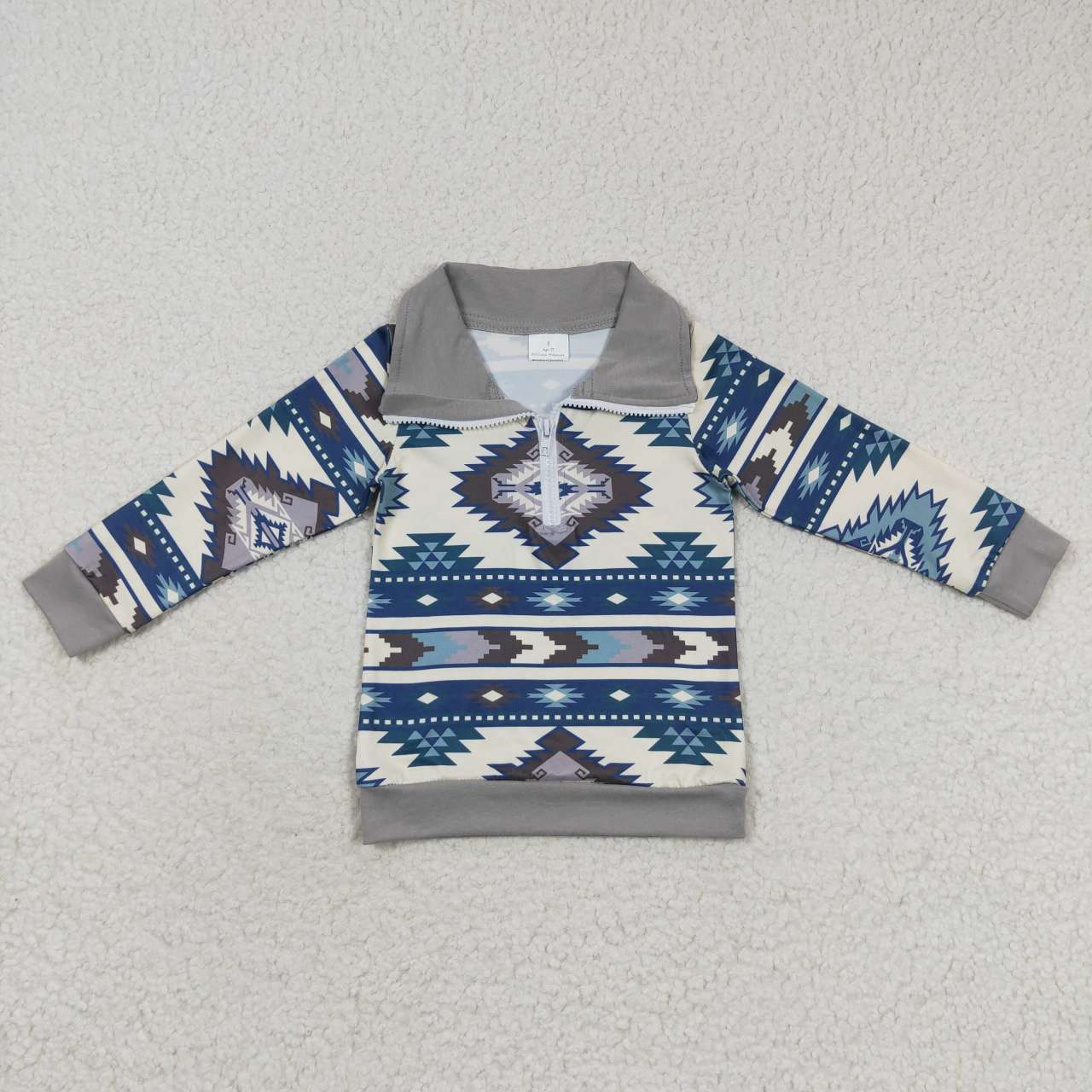 Aztec Print Boys Western Zipper Pullover Top Brothers Wear