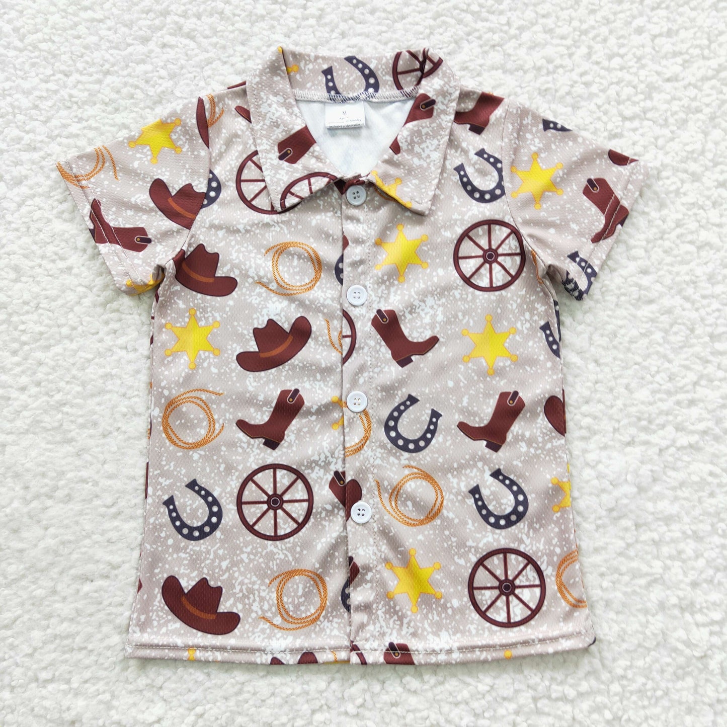 BT0236 Cowboy hat boys western button up shirts