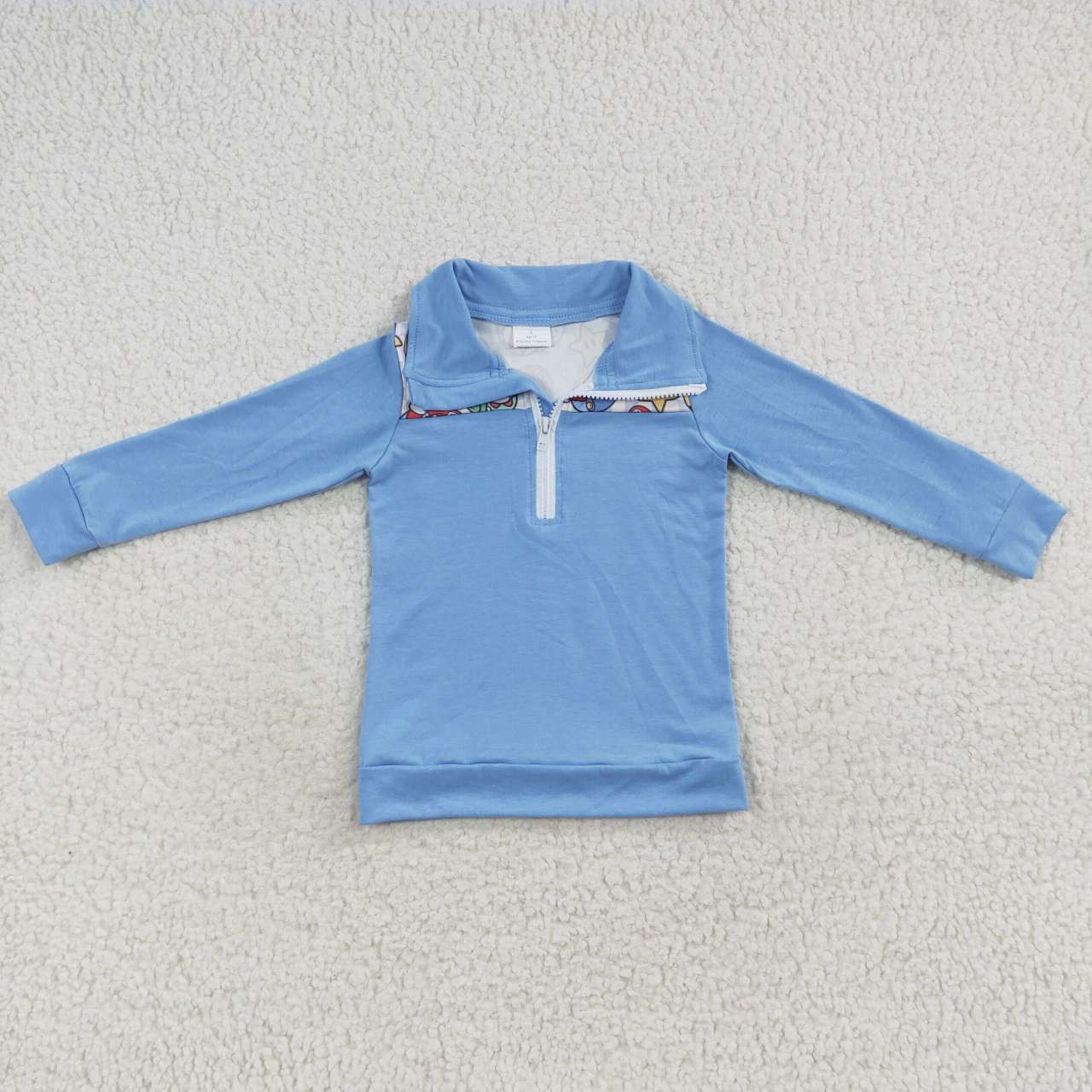 (Promotion)BT0265 Blue gingham cartoon game boys pullover top