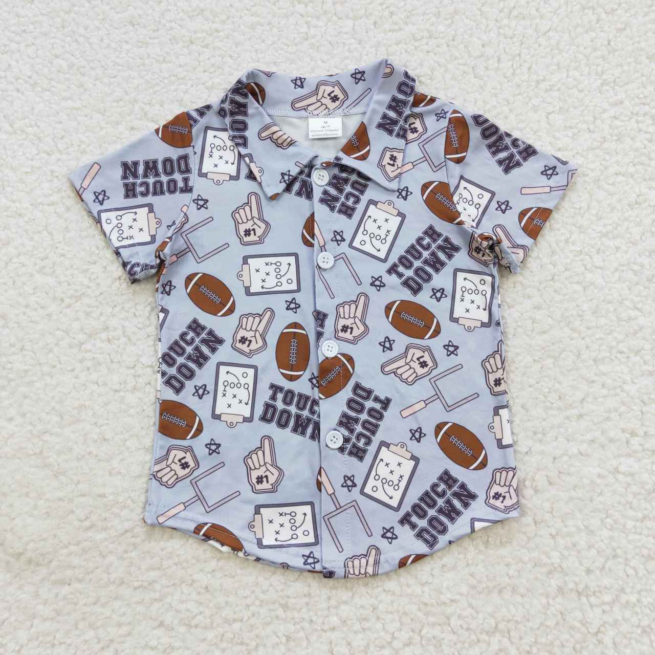 BT0270 Touch down football design boys button up shirts