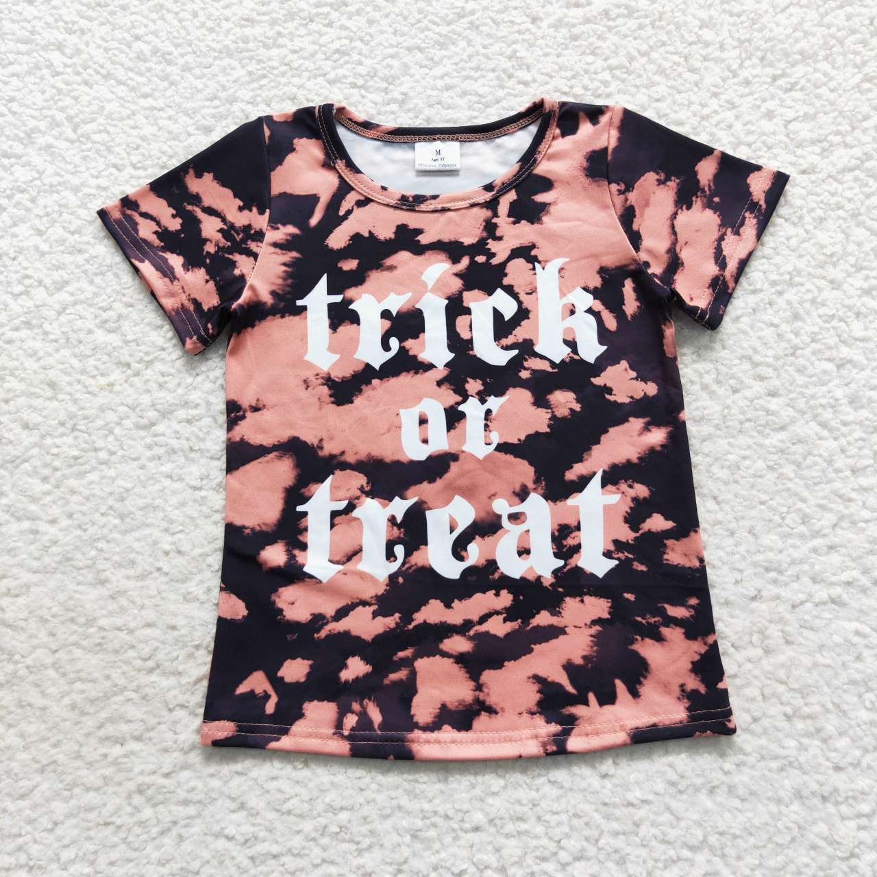 BT0276 Trick or treat tie-dye print top kids Halloween Tee shirts