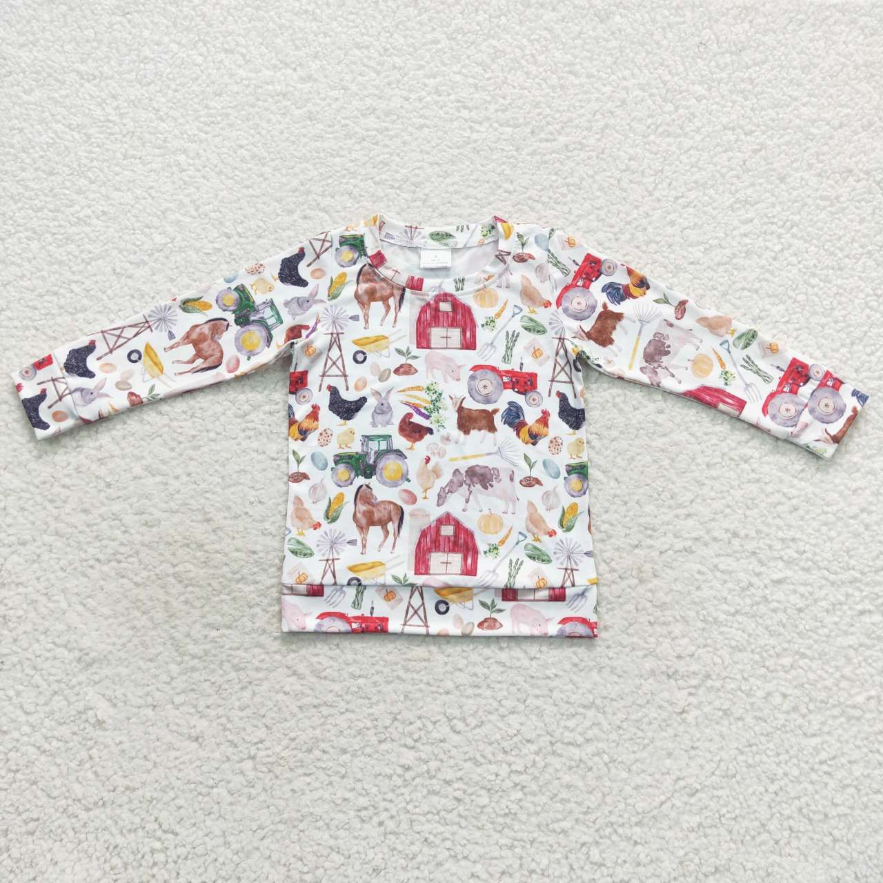 BT0304 Farm design animals print kids tee shirts top