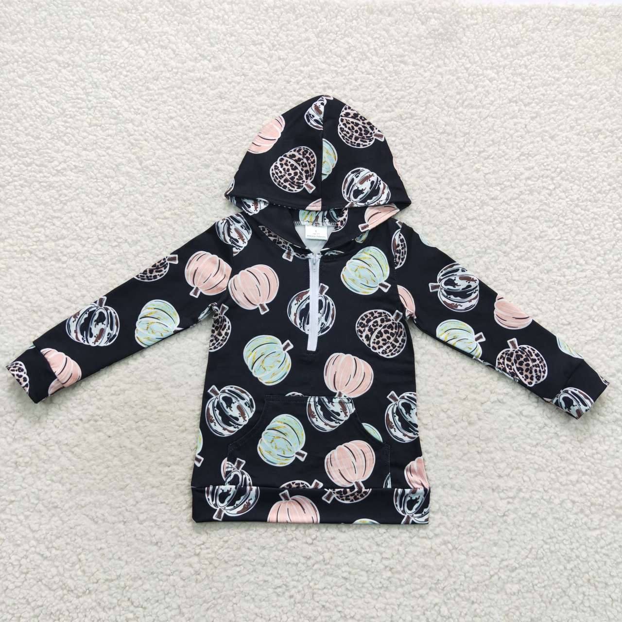 BT0306 Black pumpkin kids hoodie zipper cardigan top