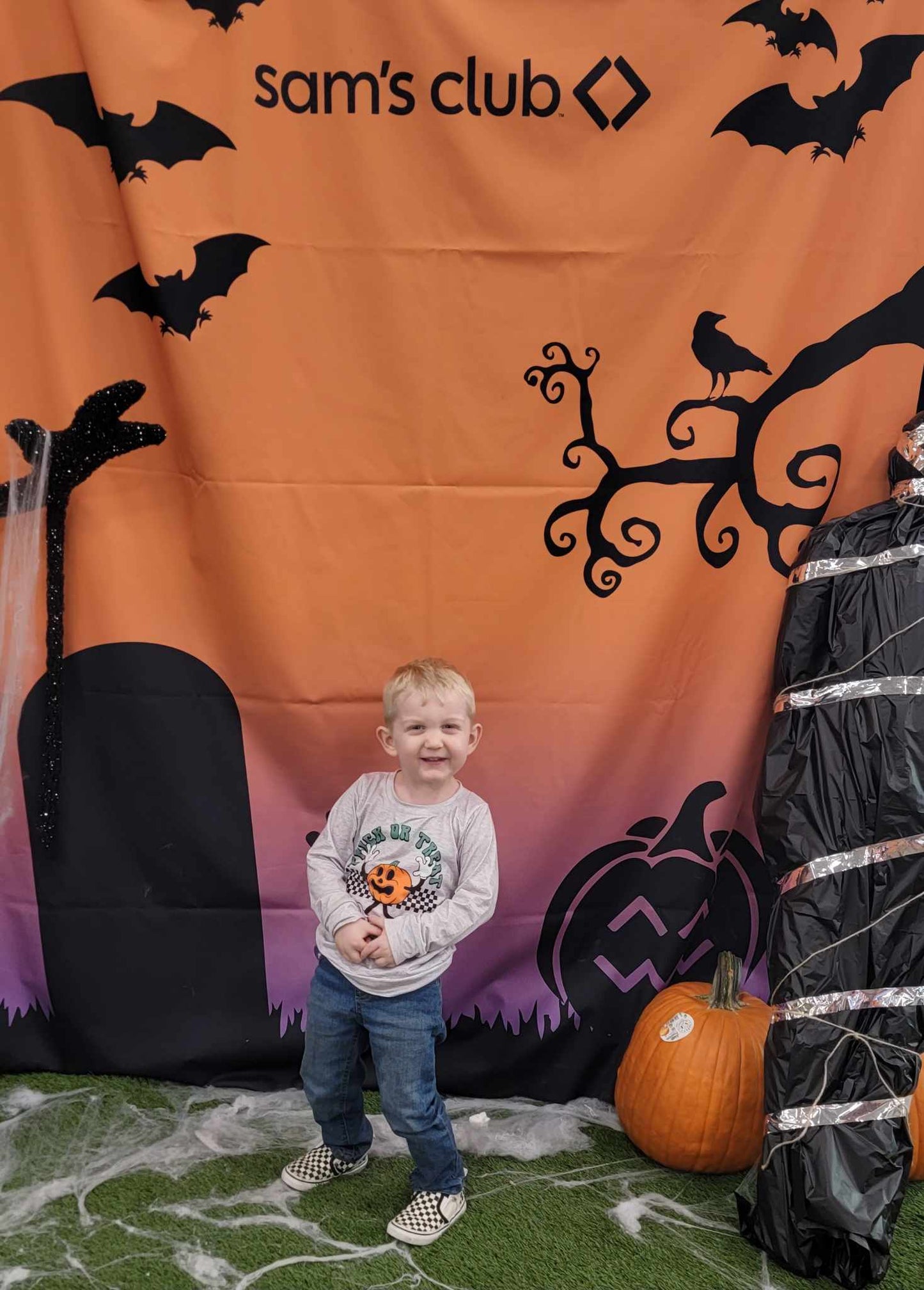 BT0320 Grey Halloween pumpkin print boys tee shirts top