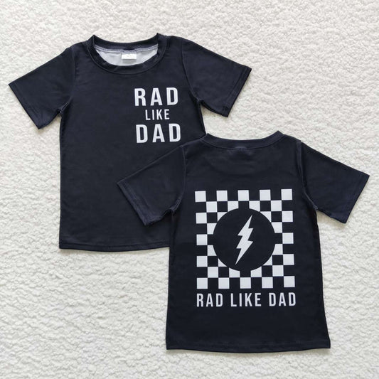 BT0323 Black rad like DAD print boys tee shirts top
