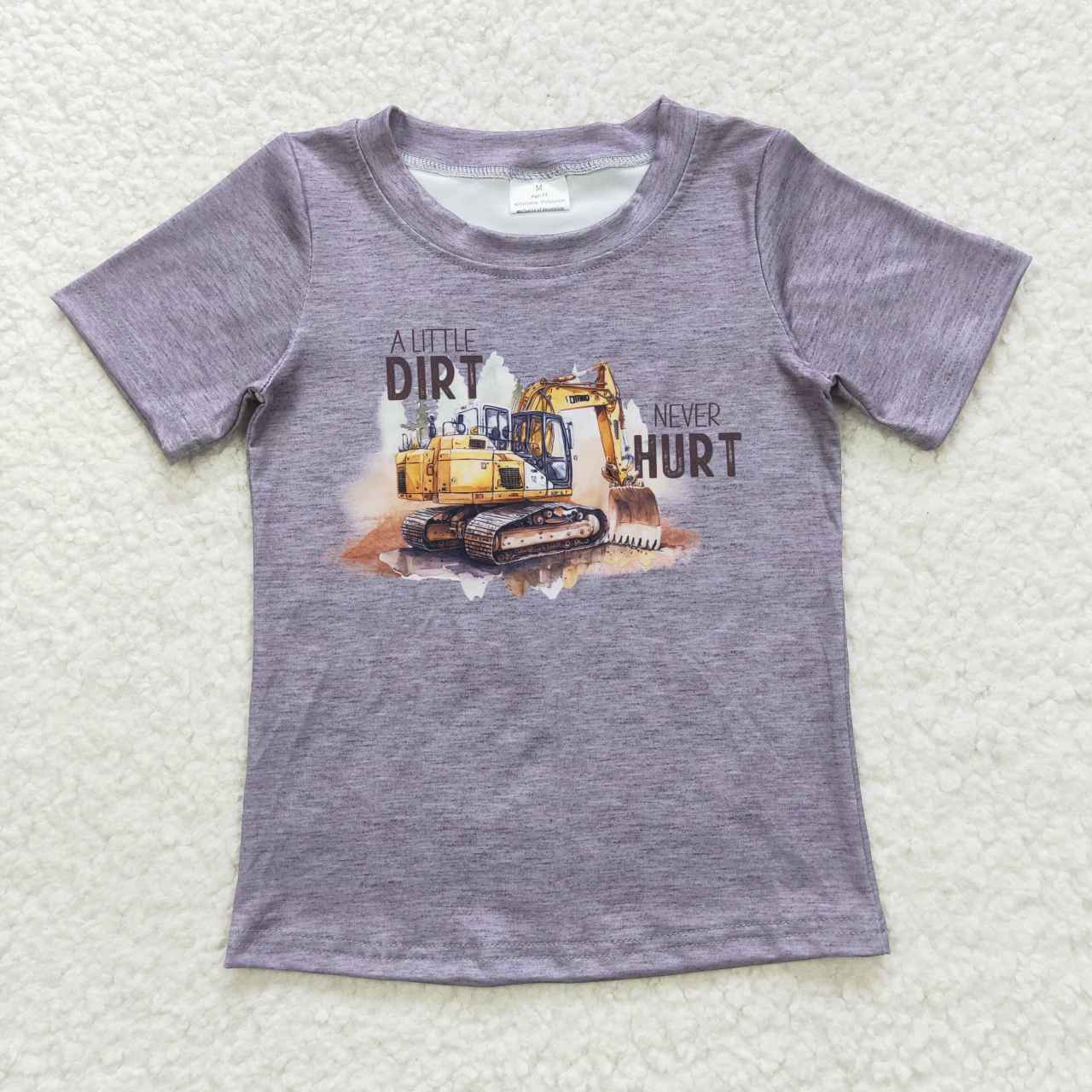 BT0341 A little dirt never hurt grey print boys tee shirts top