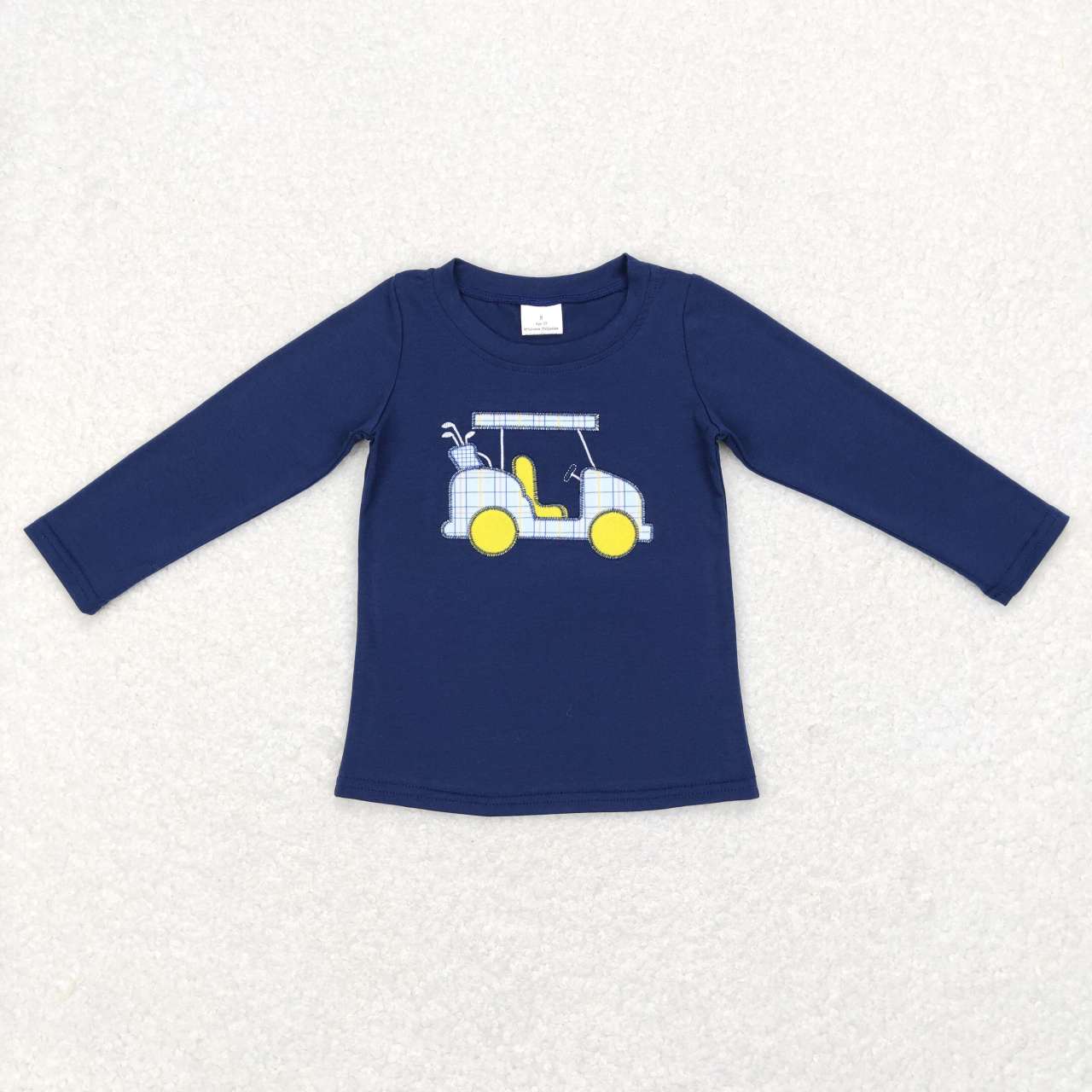 BT0388 Navy Club Car Embroidery Boys Tee Shirts Top