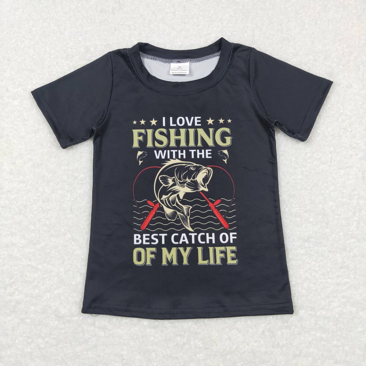 BT0414 I Love Fishing Print Boys Tee Shirt Top