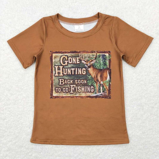 BT0424  Dear Print Boys Hunting Tee Shirt Top