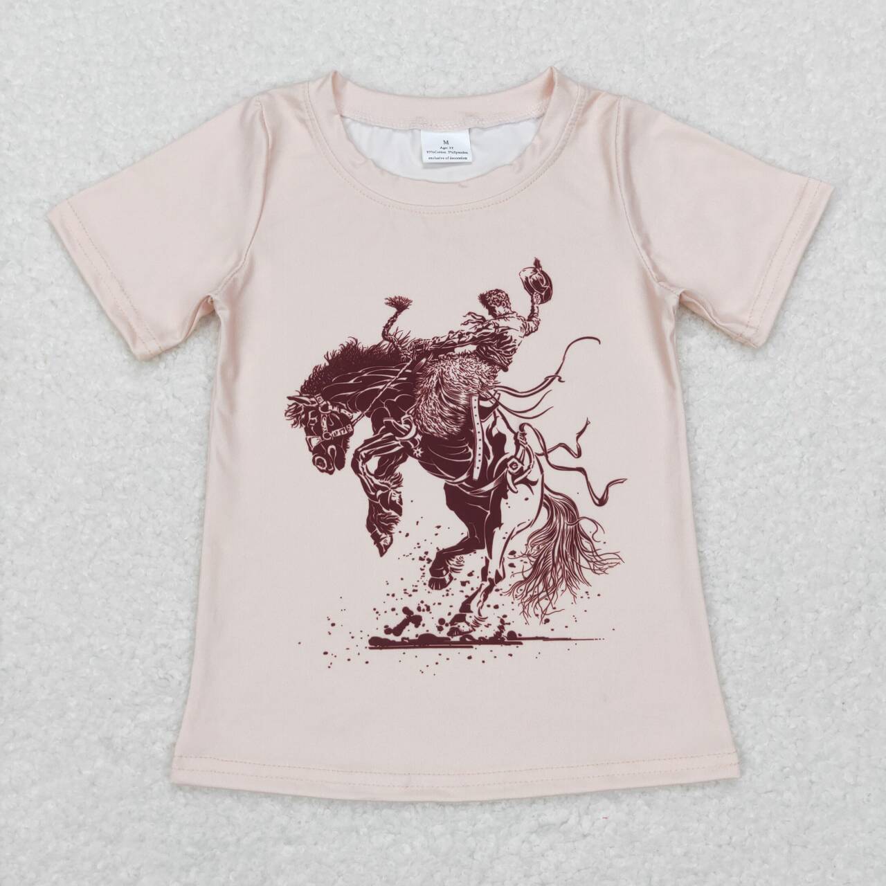 BT0434 Rodeo Print Kids Western Tee Shirt Top