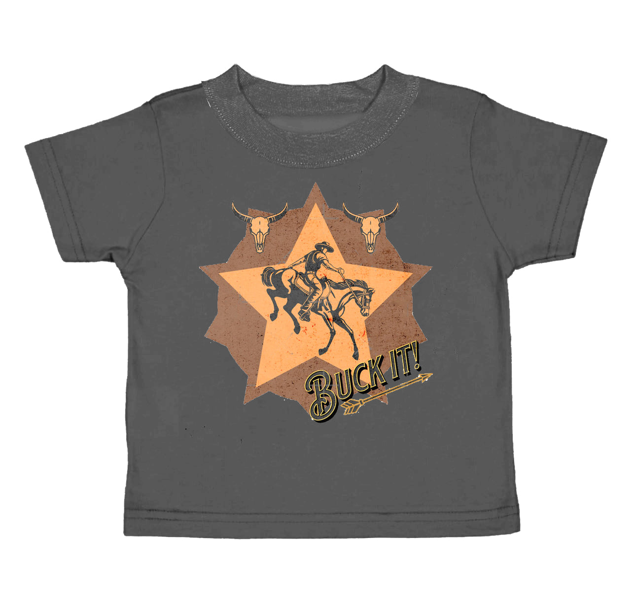 (Pre-order)BT0436 Rodeo Buck It Print Kids Tee Shirt Top