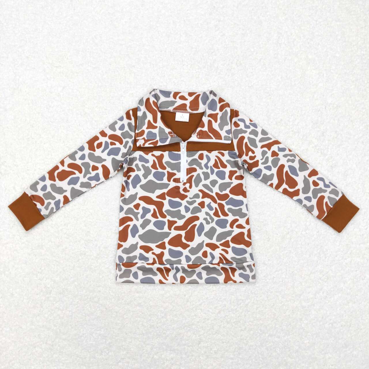 Camo Print Boys Zipper Pullover Top Brothers Wear