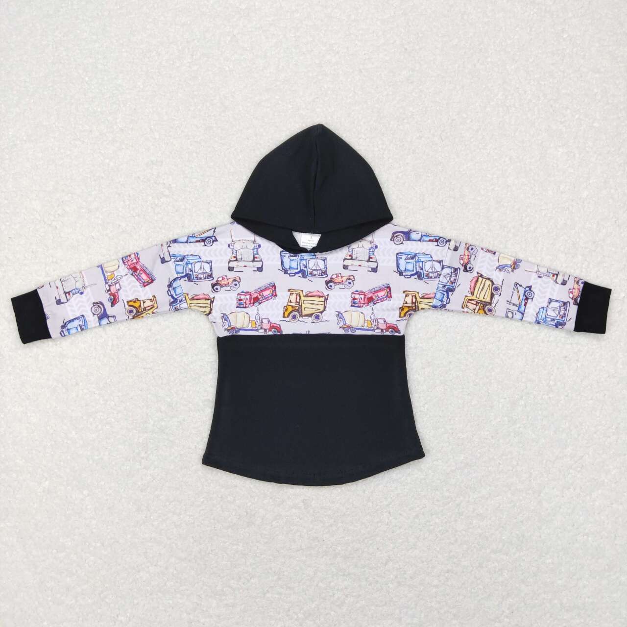 BT0470 Construction Print Boys Hoodie Tee Shirts Top
