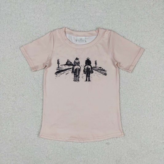 BT0554 Cowboy Print Boys Western Summer Tee Shirts Top
