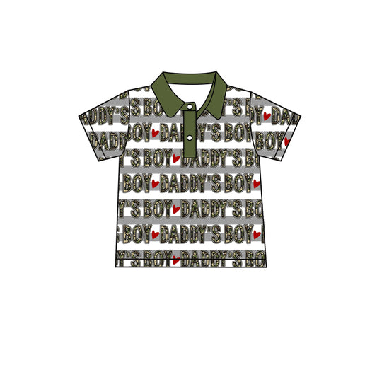 (Pre-order)BT0571 DADDY'S BOY Green Camo Print Boys Tee Shirts Top