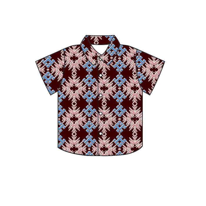 (Pre-order)Bt0584 Aztec Print Boys Tee Shirts Top