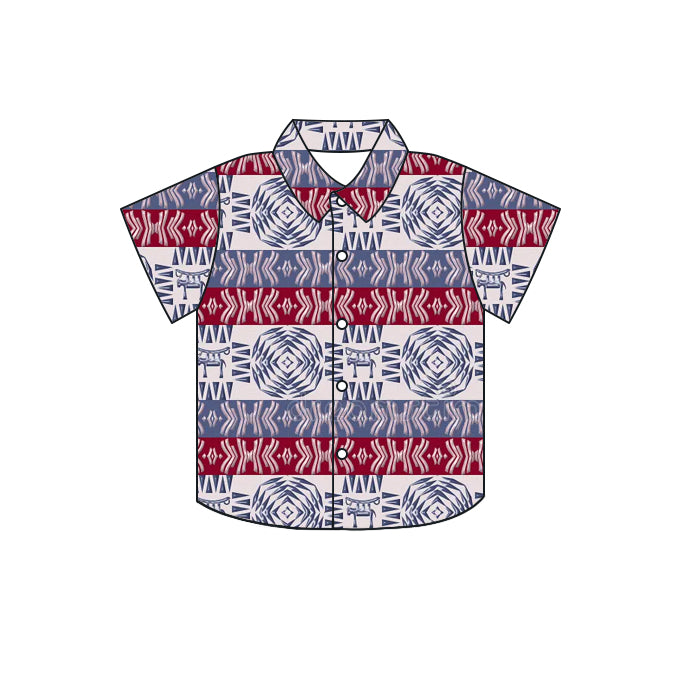 (Pre-order)Bt0585 Aztec Print Boys Tee Shirts Top