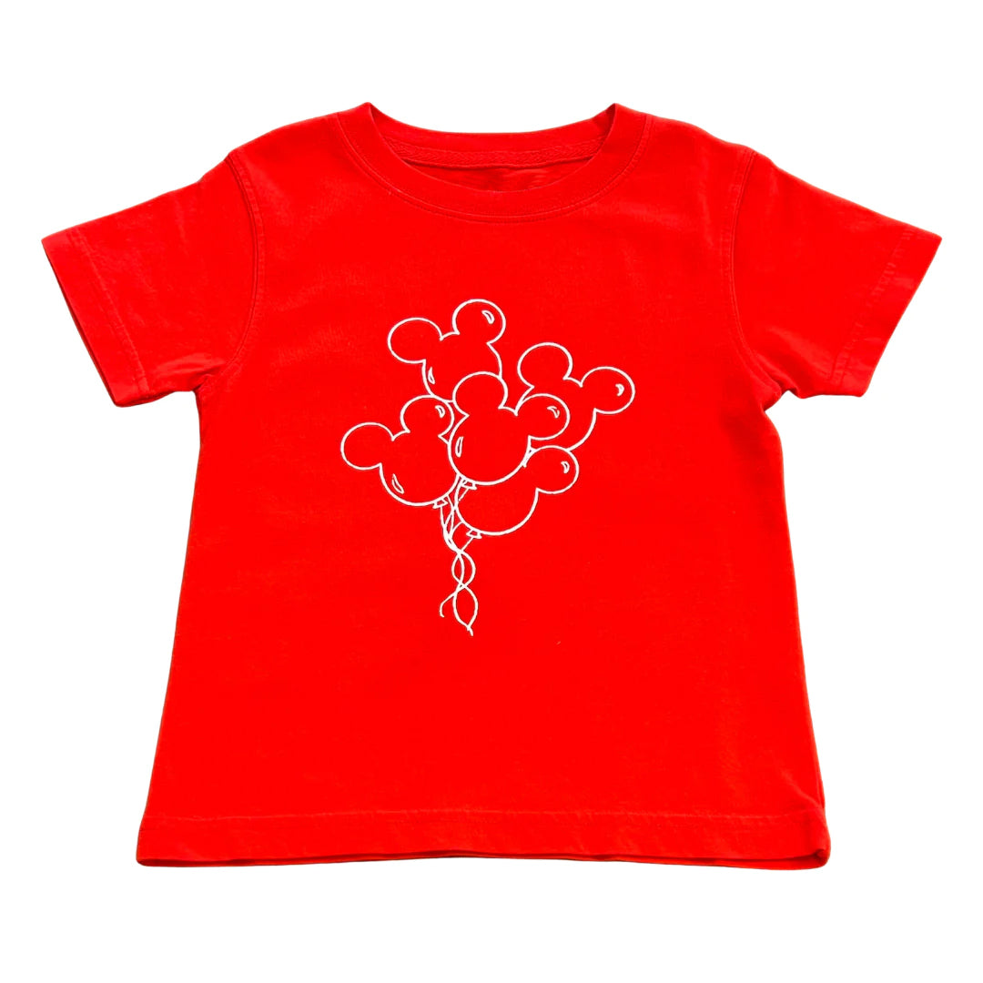 (Pre-order)BT0627 Red Cartoon Mouse Balloon Print Boys Summer Tee Shirts Top