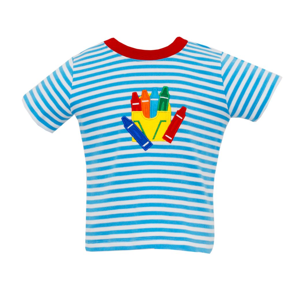 (Pre-order)BT0643 Pen Blue Stripes Print Boys Back to School Tee Shirts Top