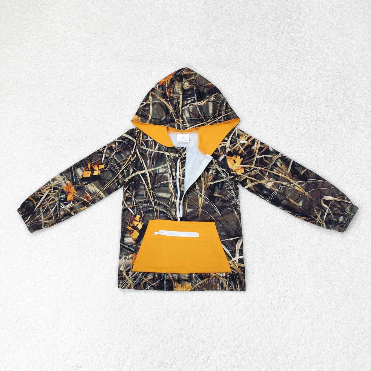 BT0755 Reed Camo Print Pocket Boys Hoodie Zipper Tee Shirts Top