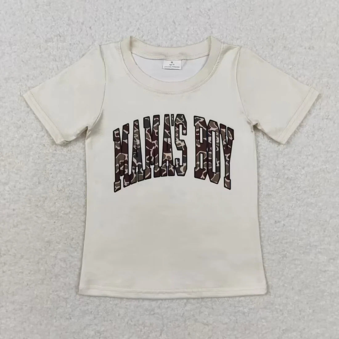 4 Colors MAMA'S BOY Camo Print Boys Summer Tee Shirts Top Brothers Wear