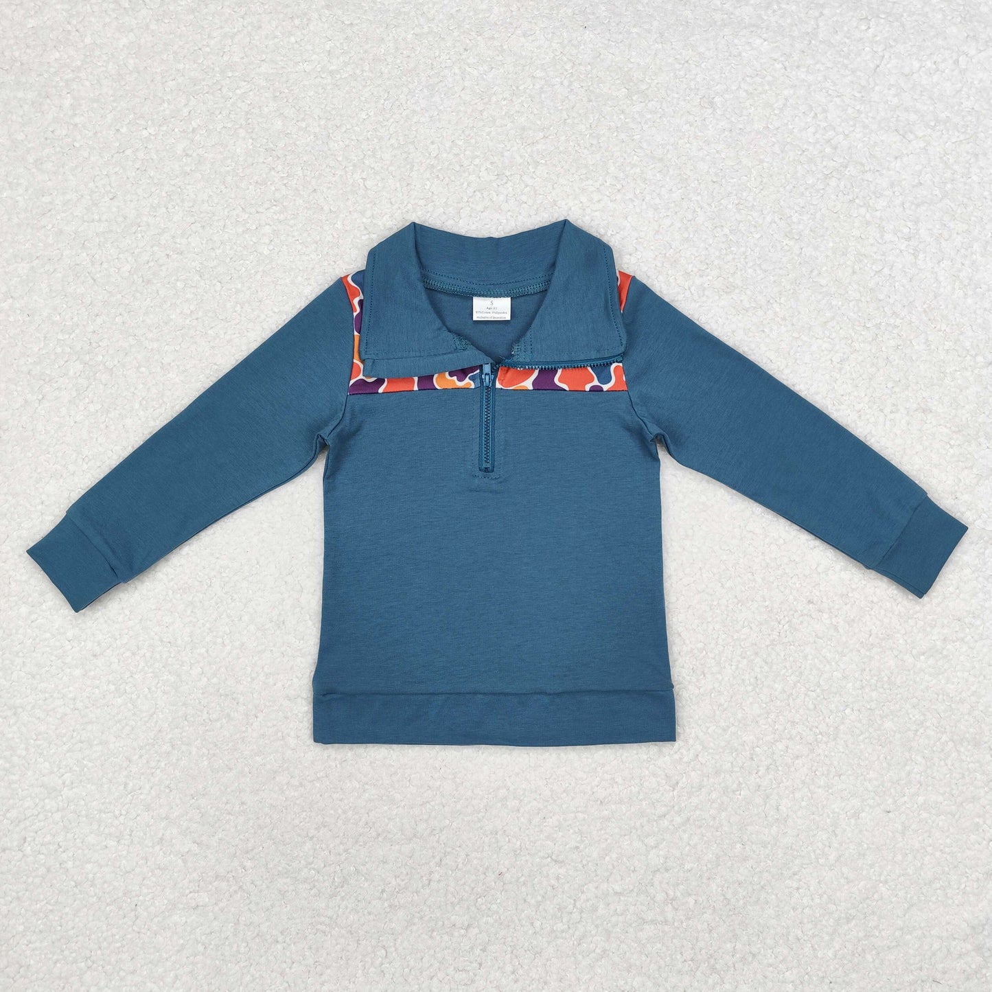 Camo Print Boys Zipper Pullover Top Brothers Wear