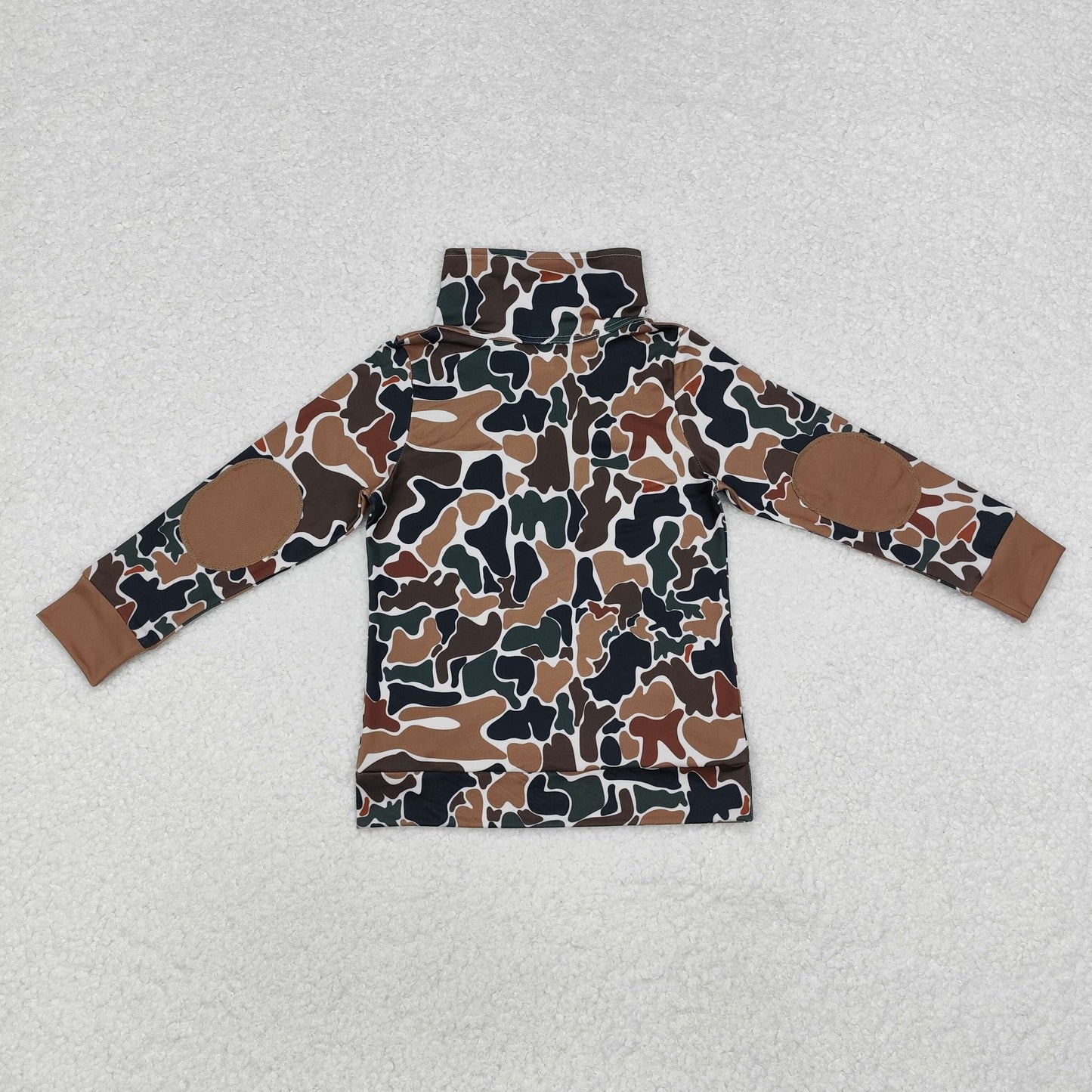 USA-Shop BT0810 Brown Camo Print Boys Fall Pullover Zipper Tee Shirts Top