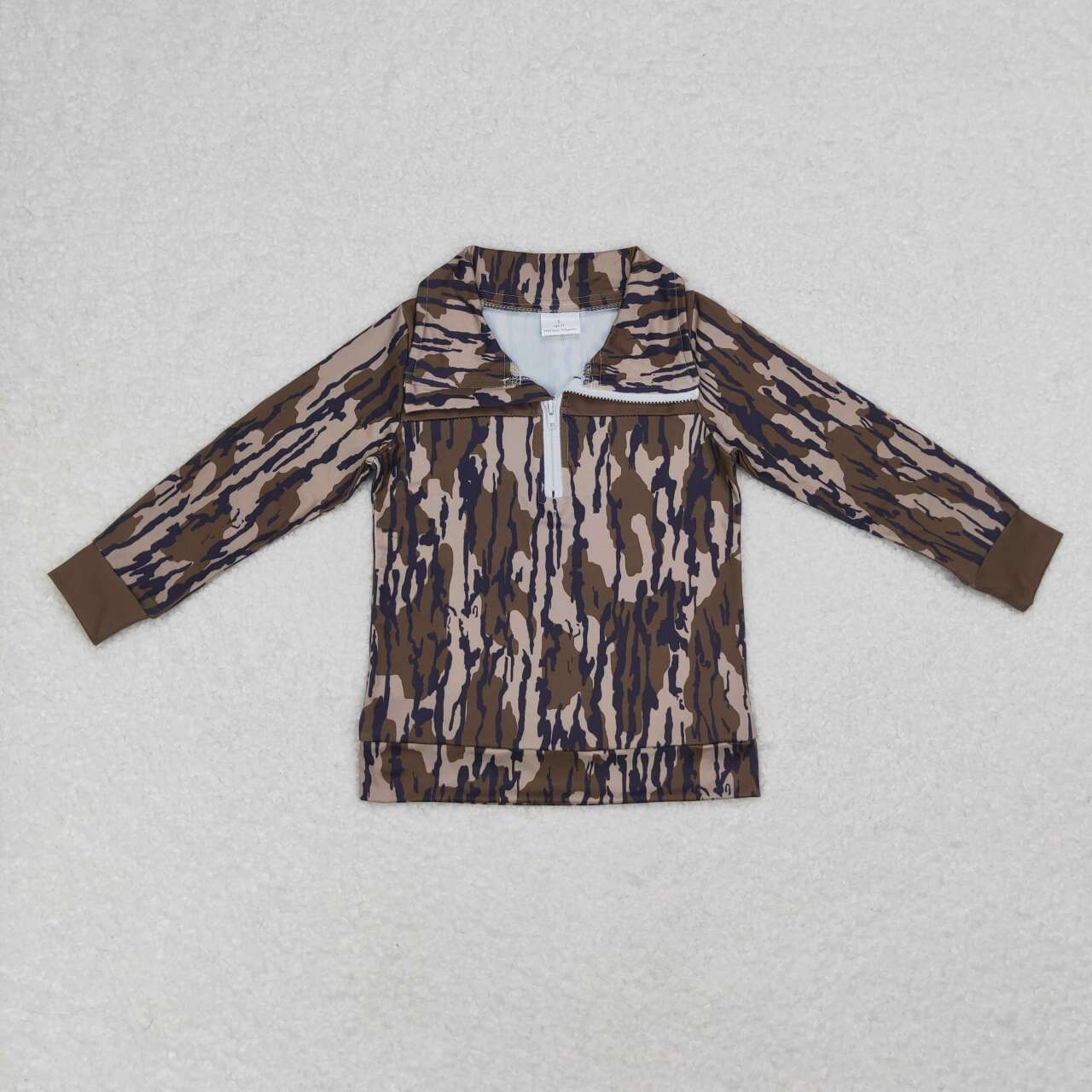 Camo Print Boys Zipper Pullover Top Brothers Wear
