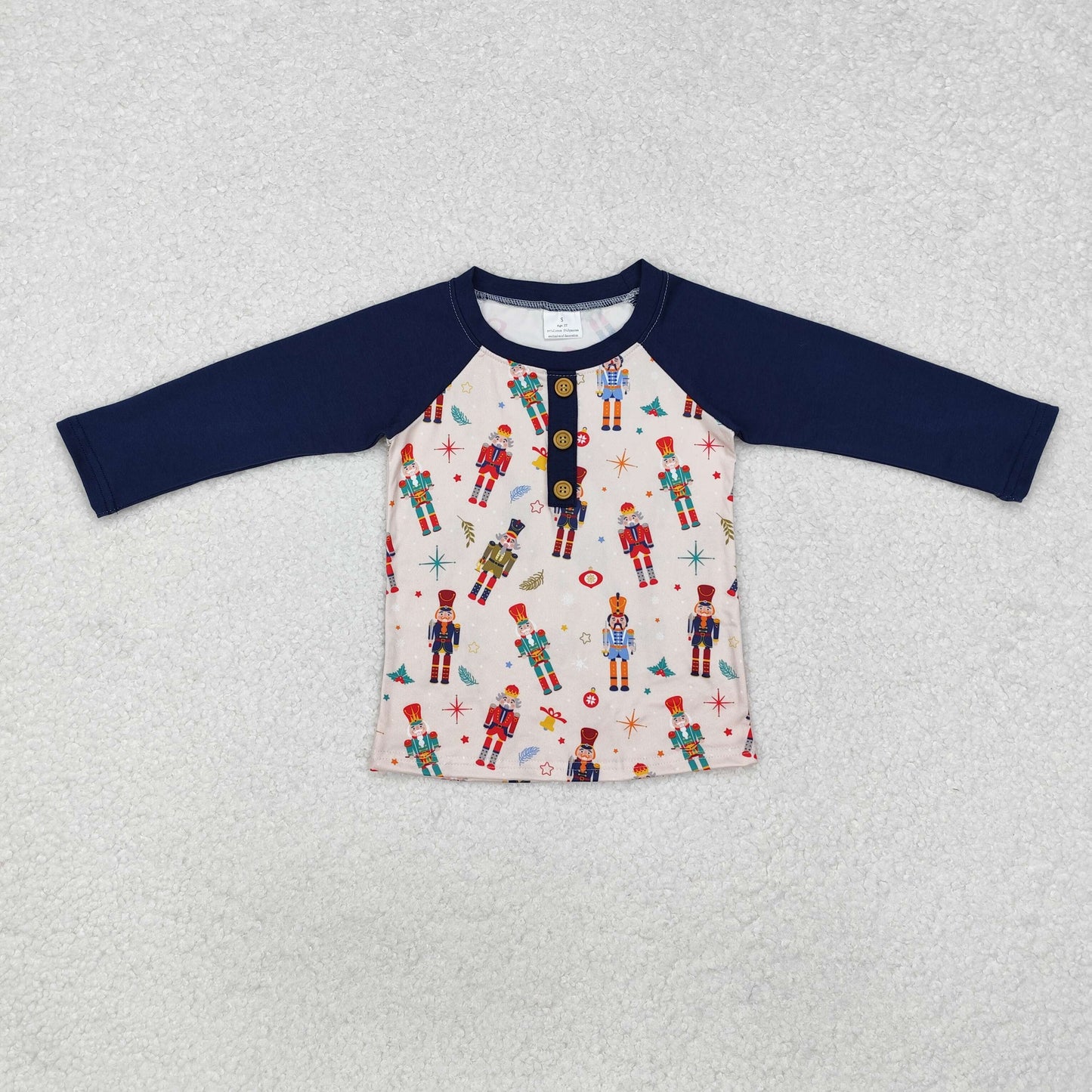 BT0915 Nutcracker Soldier Print Boys Christmas Tee Shirts Top