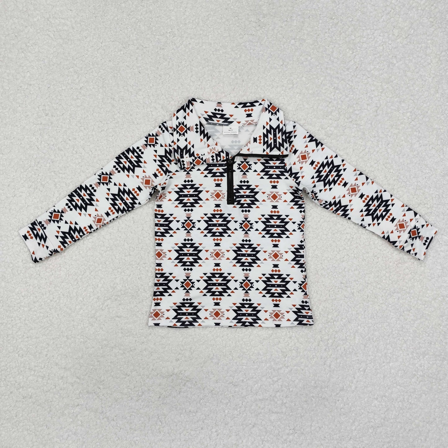 Aztec Print Boys Western Zipper Pullover Top Brothers Wear