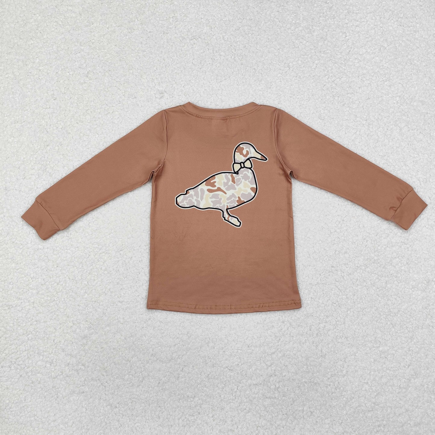 BT0950 Camo Duck Brown Print Boys Fall Tee Shirts Top
