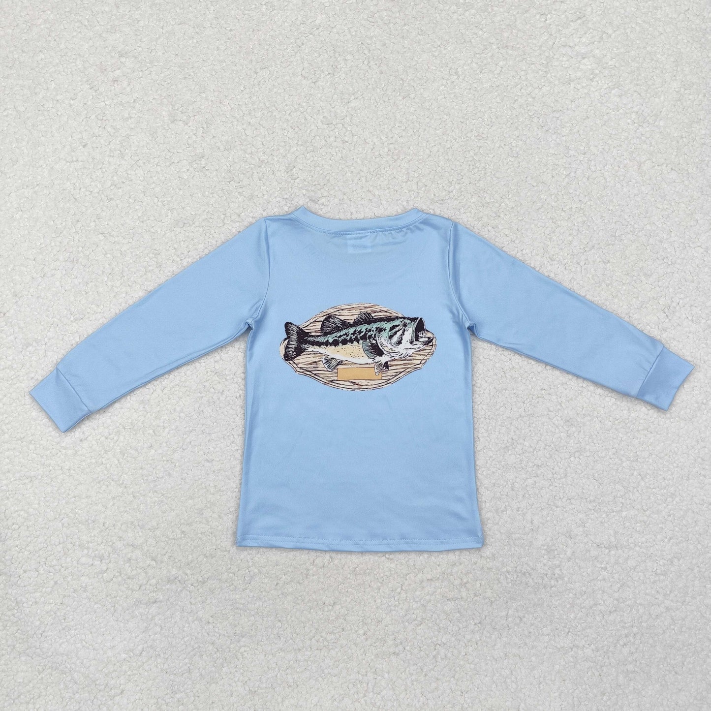 BT0952 Fish Blue Print Boys Fall Tee Shirts Top