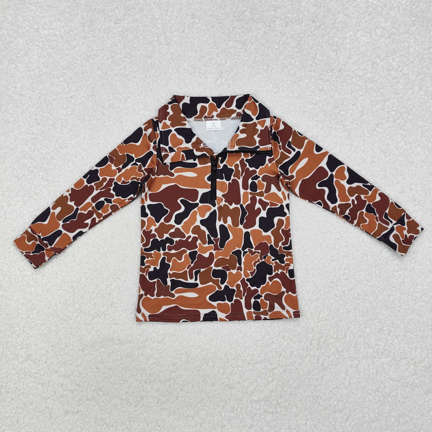 Camo Print Boys Hunting Zipper Pullover Tee Shirts Top Brothers Wear
